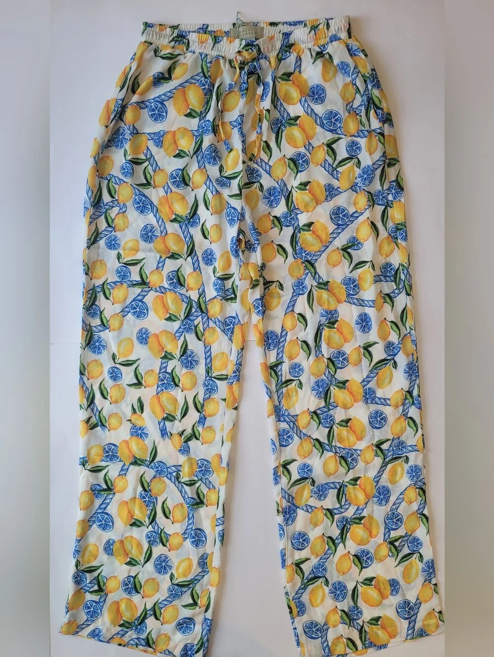 NWT Salty Weekend Costa Wide Leg Pants Lemon Print Small - Picture 4 of 14